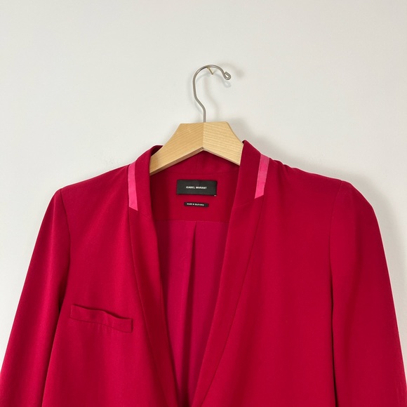 Isabel Marant Pink Tailored Silk Trim Buttoned Classic Blazer Jacket UK 10 - Picture 5 of 15
